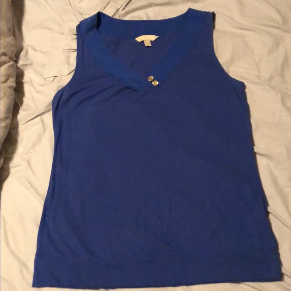 Royal blue sleeveless blouse